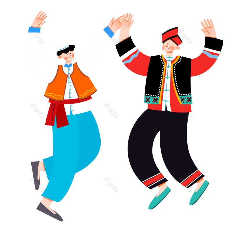 民族图片,少数民族元素,跳舞PNG,扁平风免抠素材